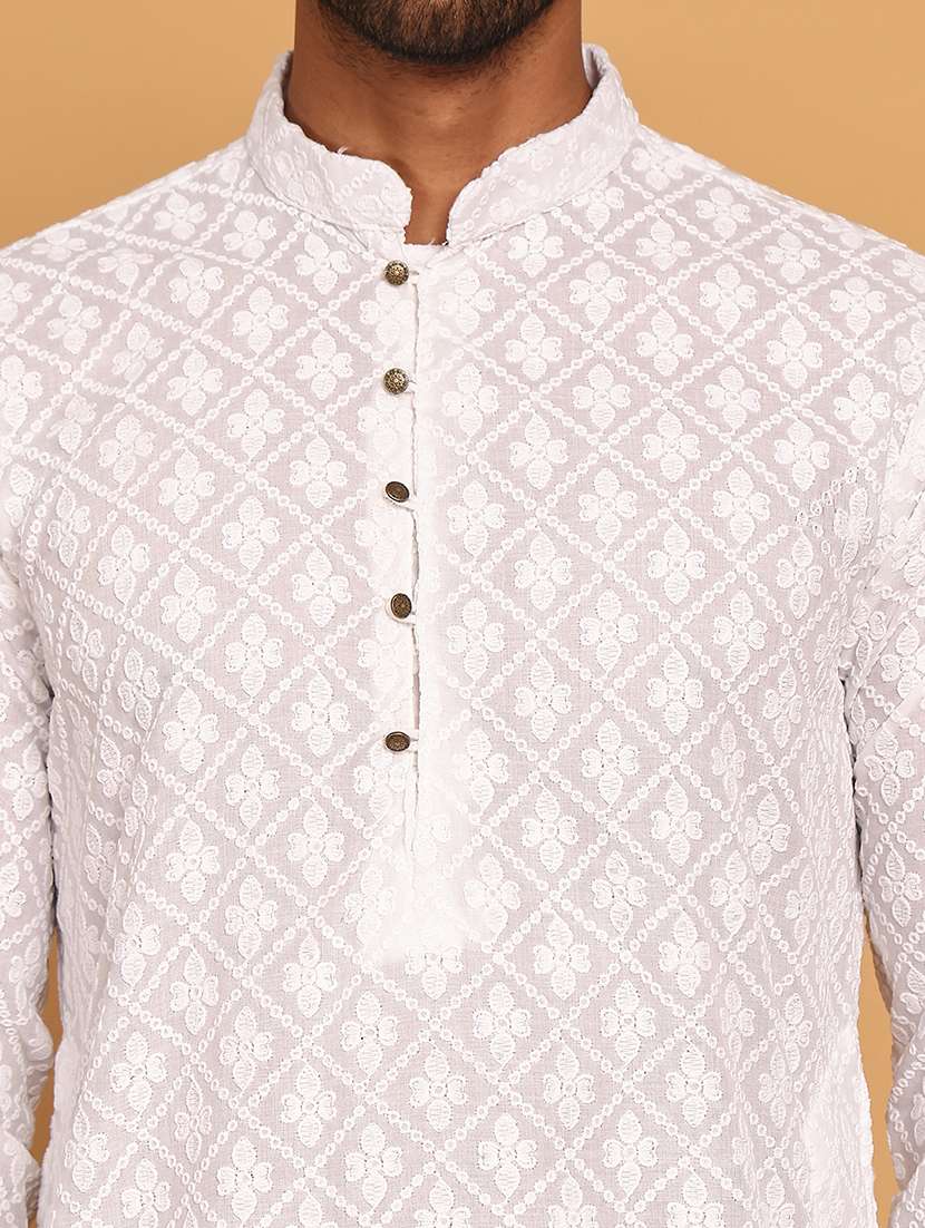 men embroidered kurta pyjama ethnic wear set - 21717314 -  Standard Image - 4