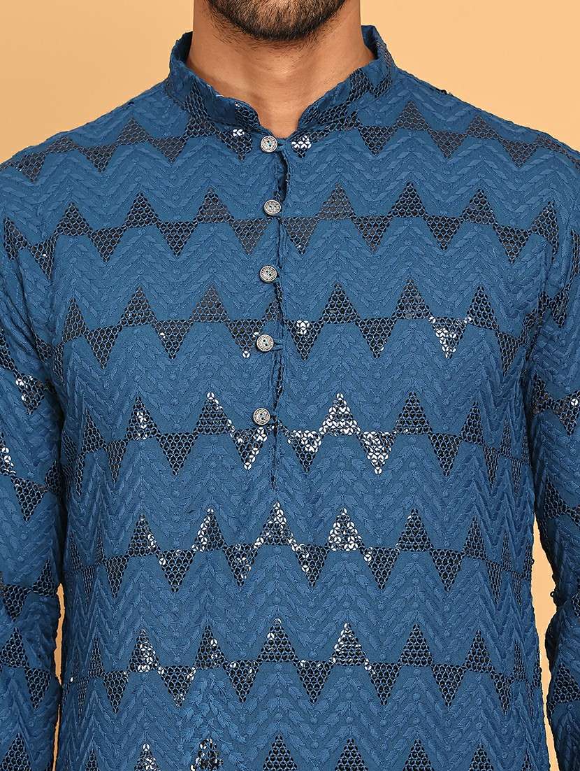 men embroidered kurta pyjama ethnic wear set - 21717317 -  Standard Image - 4