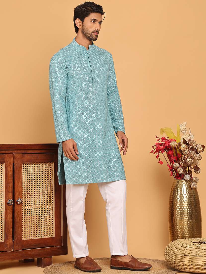 men embroidered kurta pyjama ethnic wear set - 21717319 -  Standard Image - 1