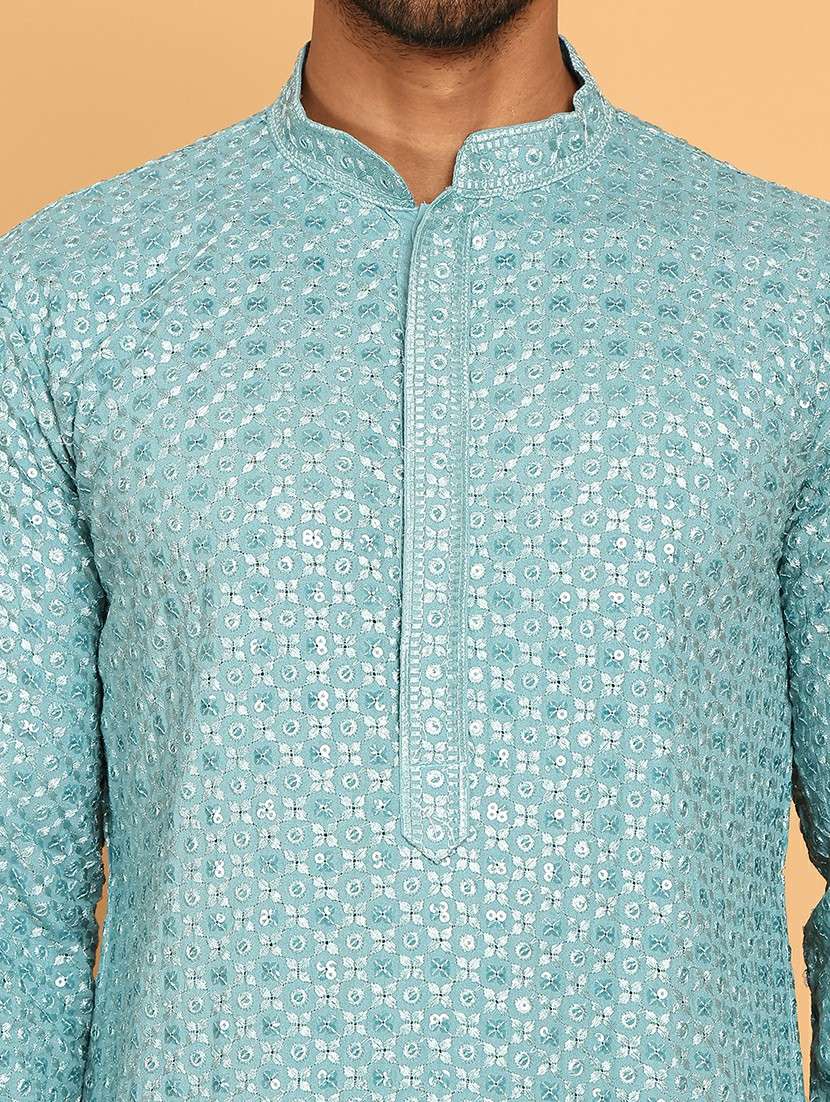 men embroidered kurta pyjama ethnic wear set - 21717319 -  Standard Image - 4
