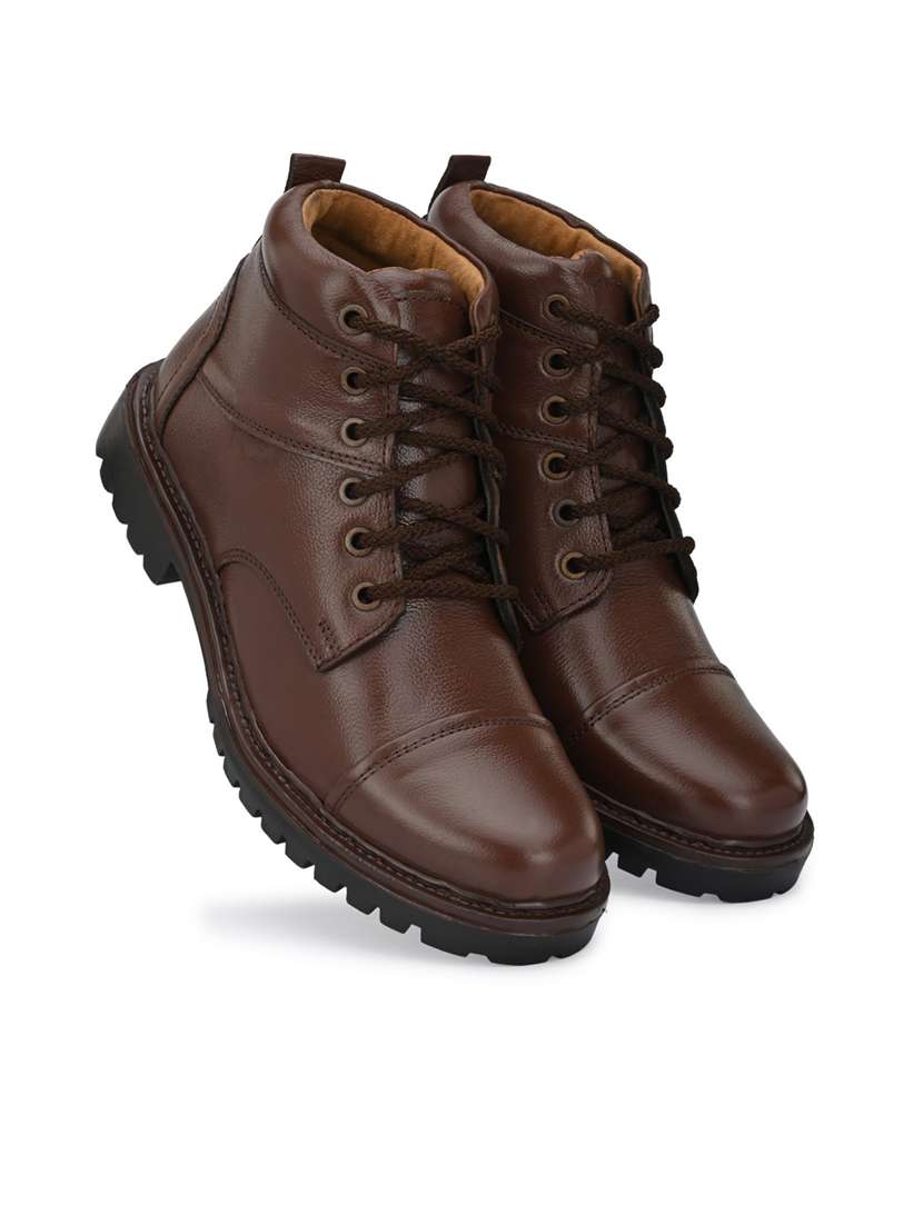 men brown lace up boots - 21717364 -  Standard Image - 1
