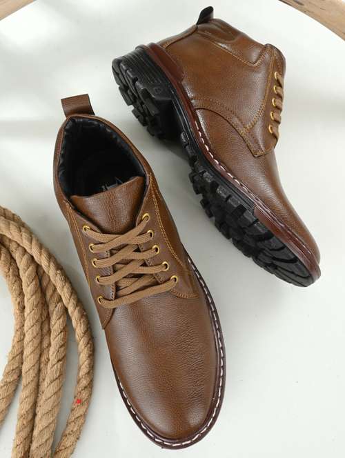 men tan lace up boots - 21717365 - Standard Image - 0