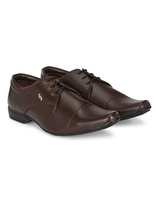 brown synthetic laceup derbies - 21717407 - Standard Image - 0