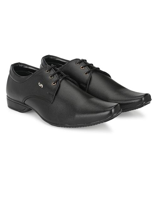 black synthetic laceup derbies - 21717408 -  Standard Image - 0