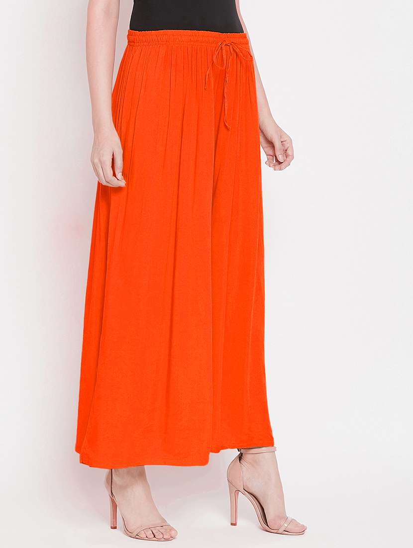 women solid mid rise palazzo - 21717416 -  Standard Image - 1