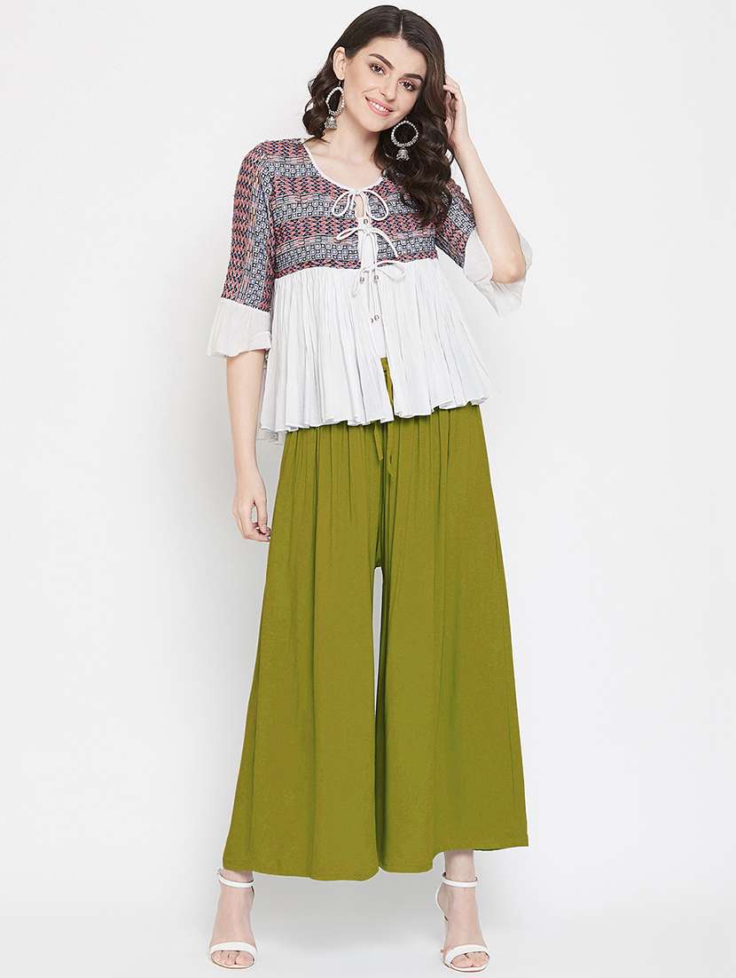 women solid mid rise palazzo - 21717423 -  Standard Image - 4