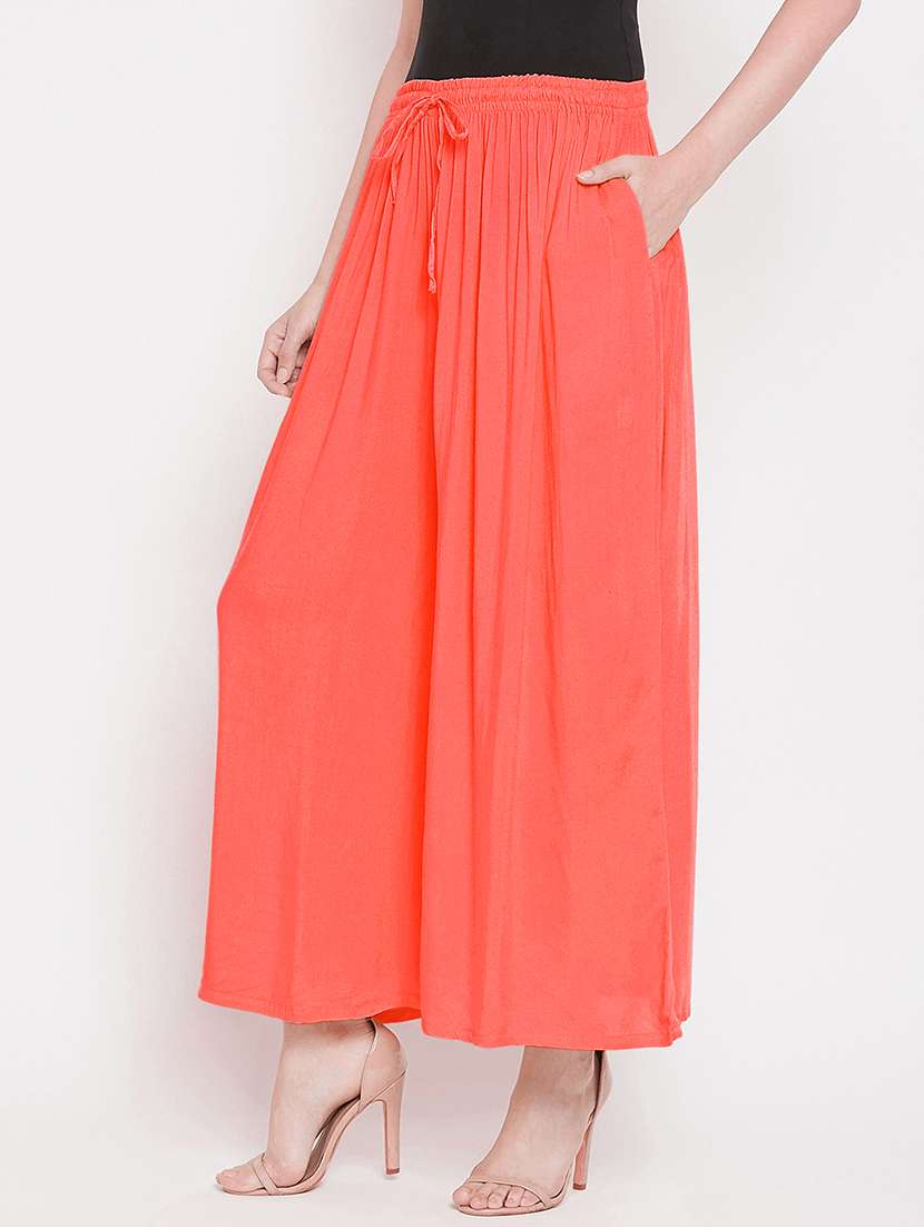 women solid mid rise palazzo - 21717424 -  Standard Image - 1