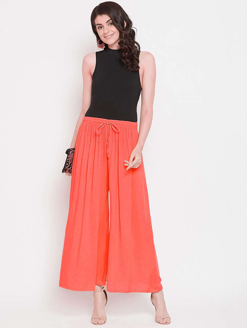 women solid mid rise palazzo - 21717424 -  Standard Image - 4