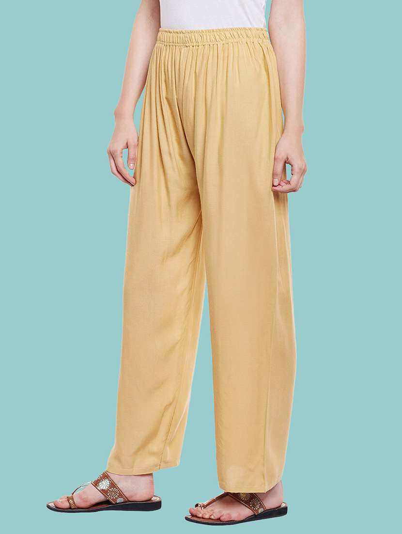 women solid mid rise palazzo - 21717432 -  Standard Image - 1