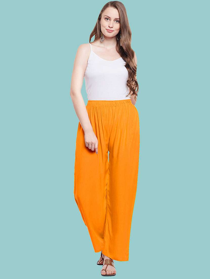 women solid mid rise palazzo - 21717440 -  Standard Image - 4