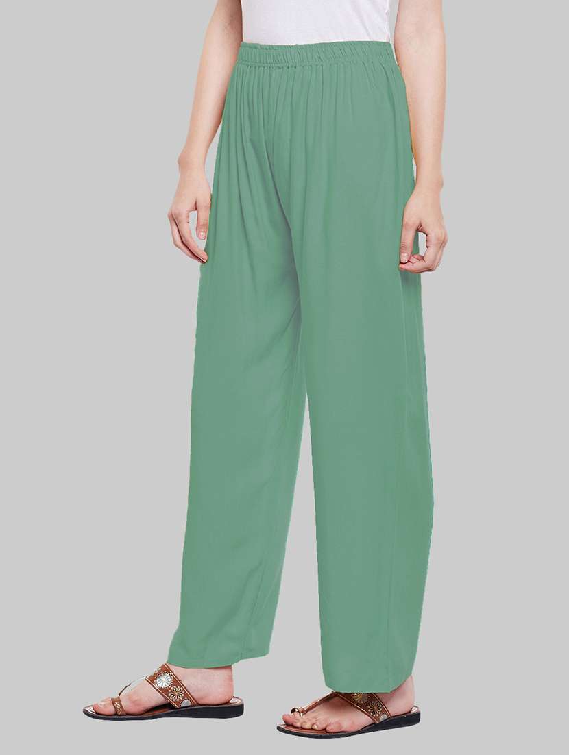 women solid mid rise palazzo - 21717449 -  Standard Image - 1
