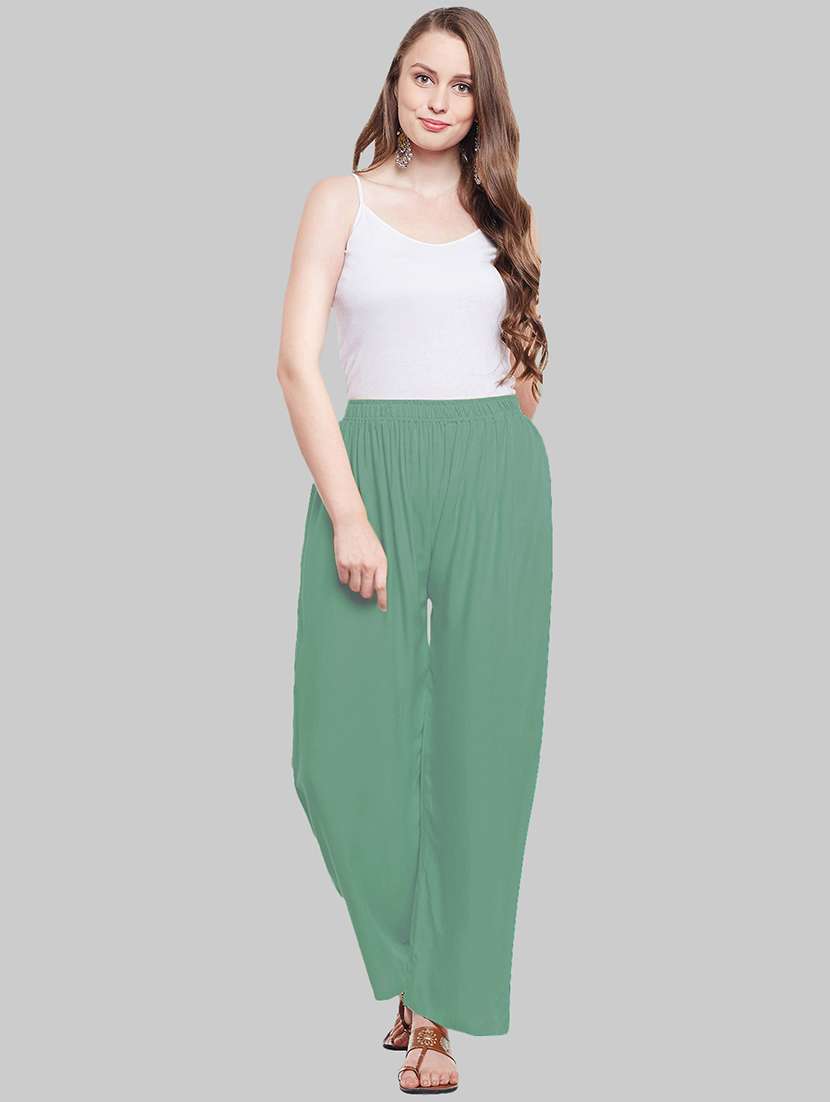 women solid mid rise palazzo - 21717449 -  Standard Image - 4