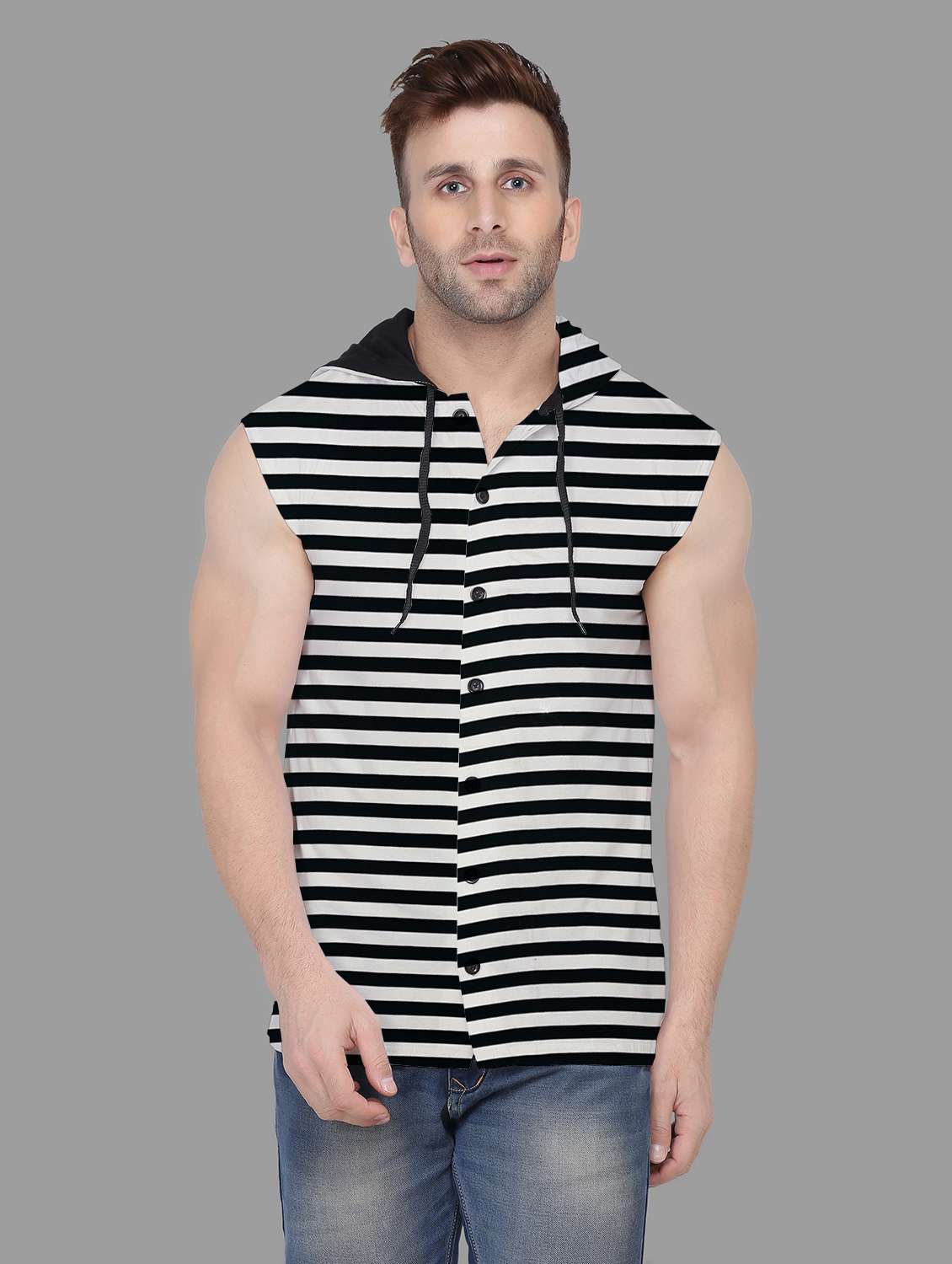 men sleeveless striped t-shirt