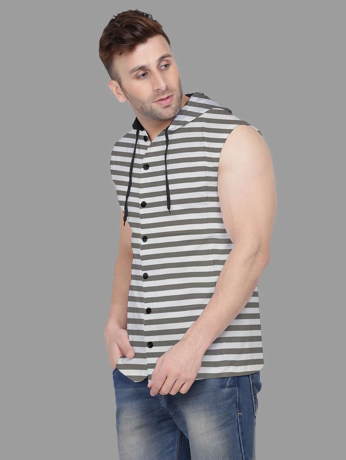men sleeveless striped t-shirt - 21717453 -  Standard Image - 1