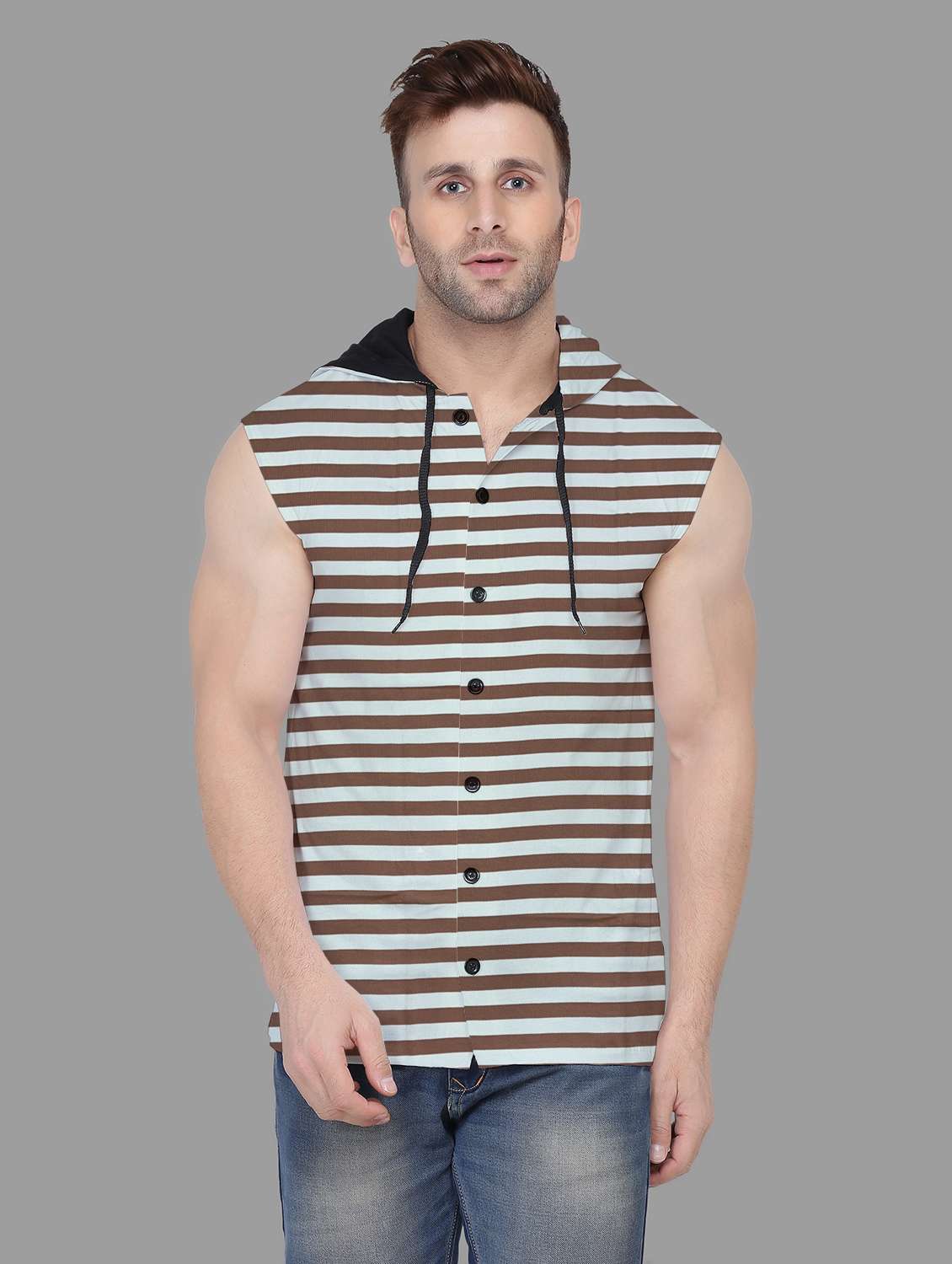 men sleeveless striped t-shirt
