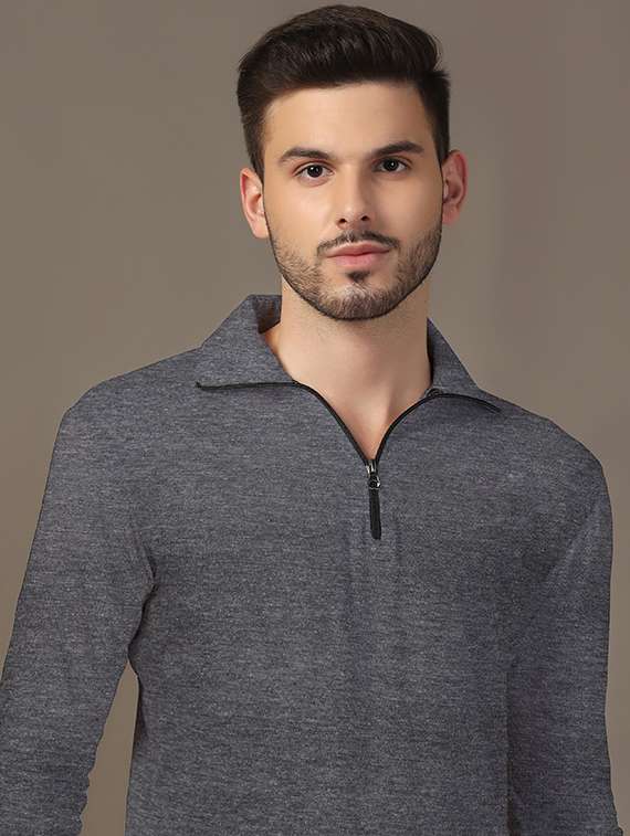 men long sleeves plain polo t-shirt - 21717457 -  Standard Image - 4