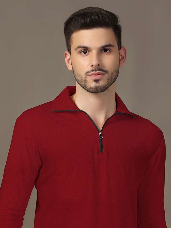 men long sleeves plain polo t-shirt - 21717458 -  Standard Image - 4