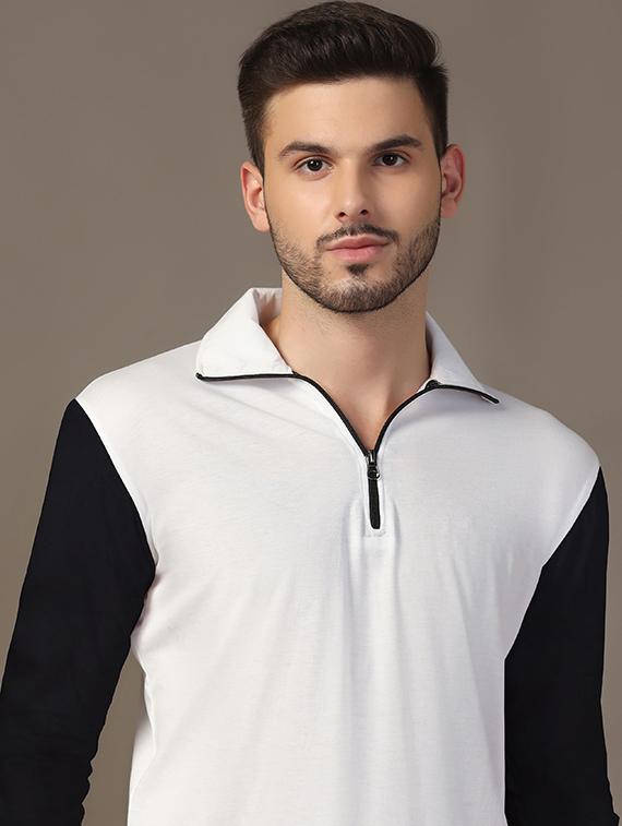 men long sleeves color block polo t-shirt - 21717466 - Standard Image - 4