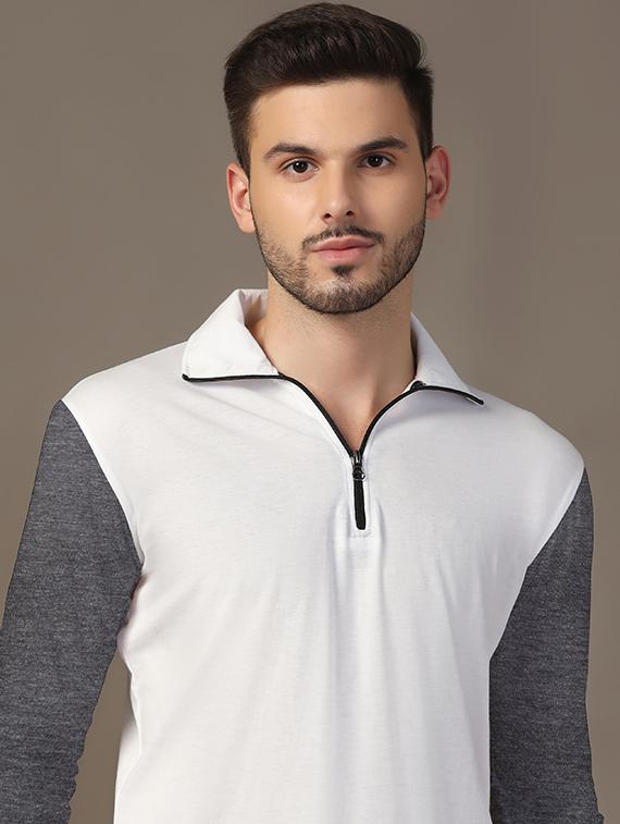 men long sleeves color block polo t-shirt - 21717467 - Standard Image - 4
