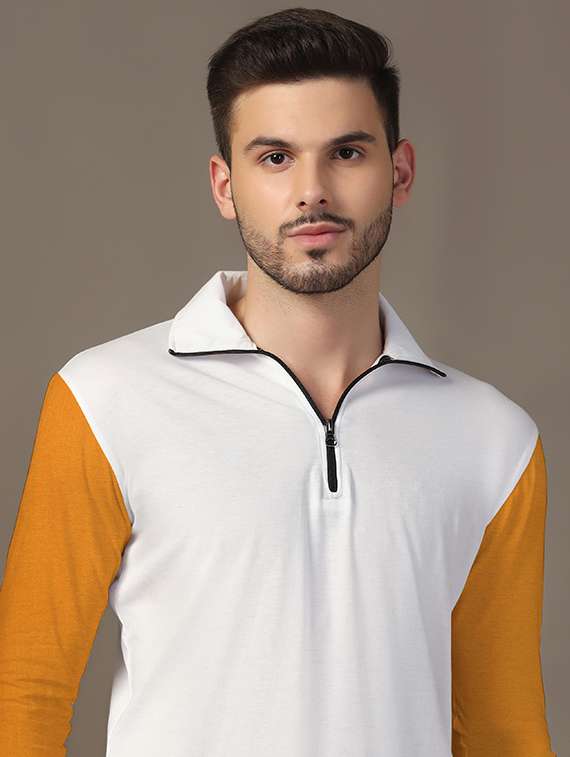 men long sleeves color block polo t-shirt - 21717469 - Standard Image - 4