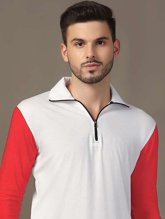 men long sleeves color block polo t-shirt - 21717472 -  Standard Image - 4