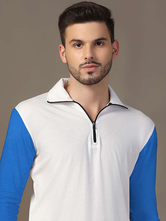 men long sleeves color block polo t-shirt - 21717473 - Standard Image - 4