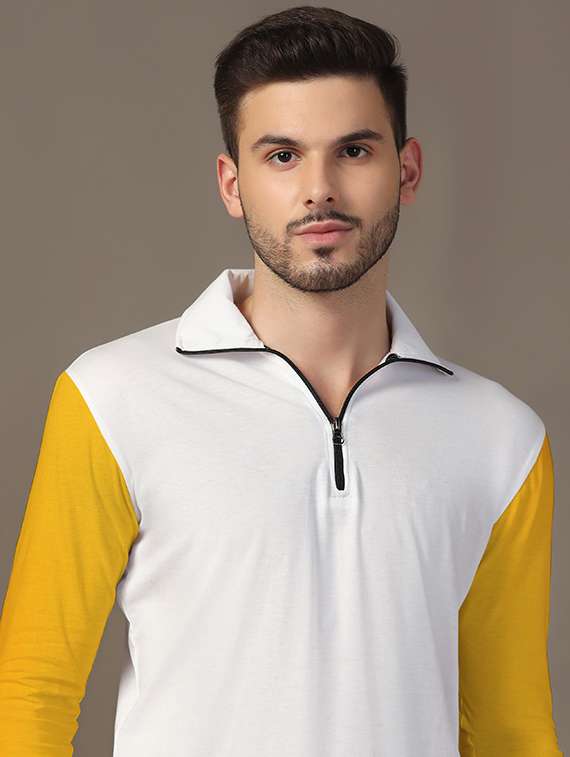 men long sleeves color block polo t-shirt - 21717474 - Standard Image - 4