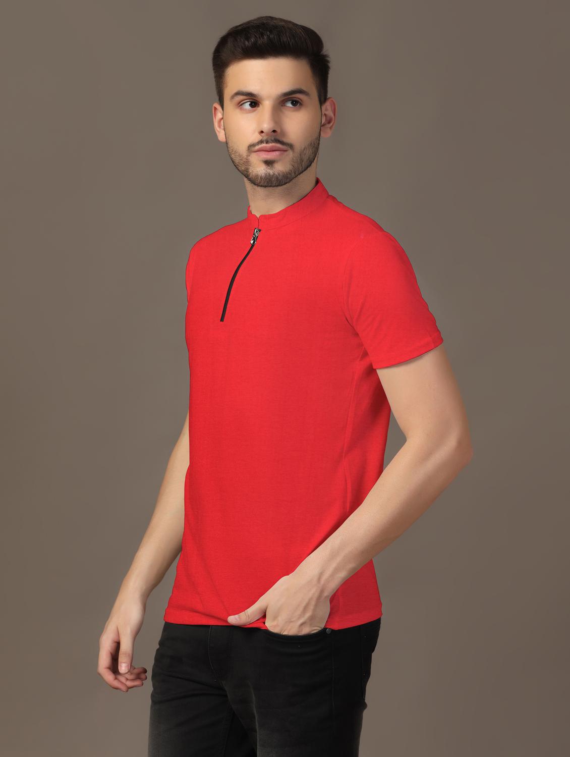 men mandarin neck plain t-shirt - 21717491 -  Standard Image - 1