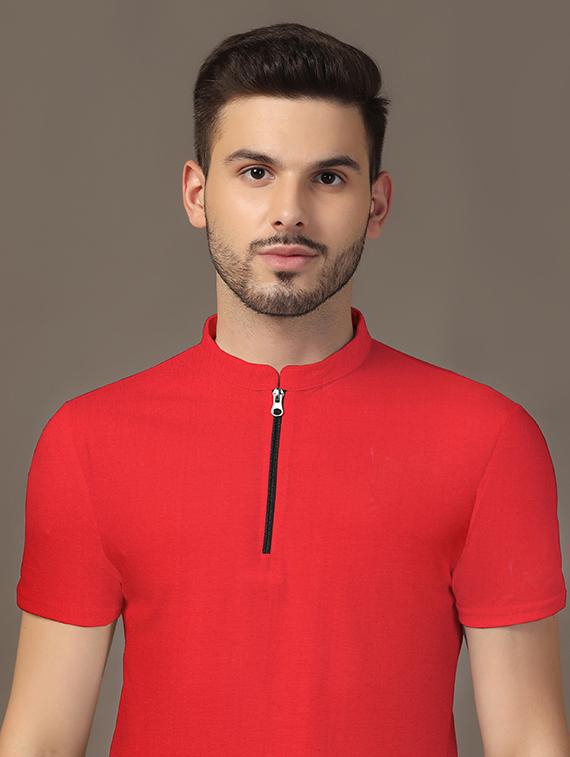 men mandarin neck plain t-shirt - 21717491 - Standard Image - 4