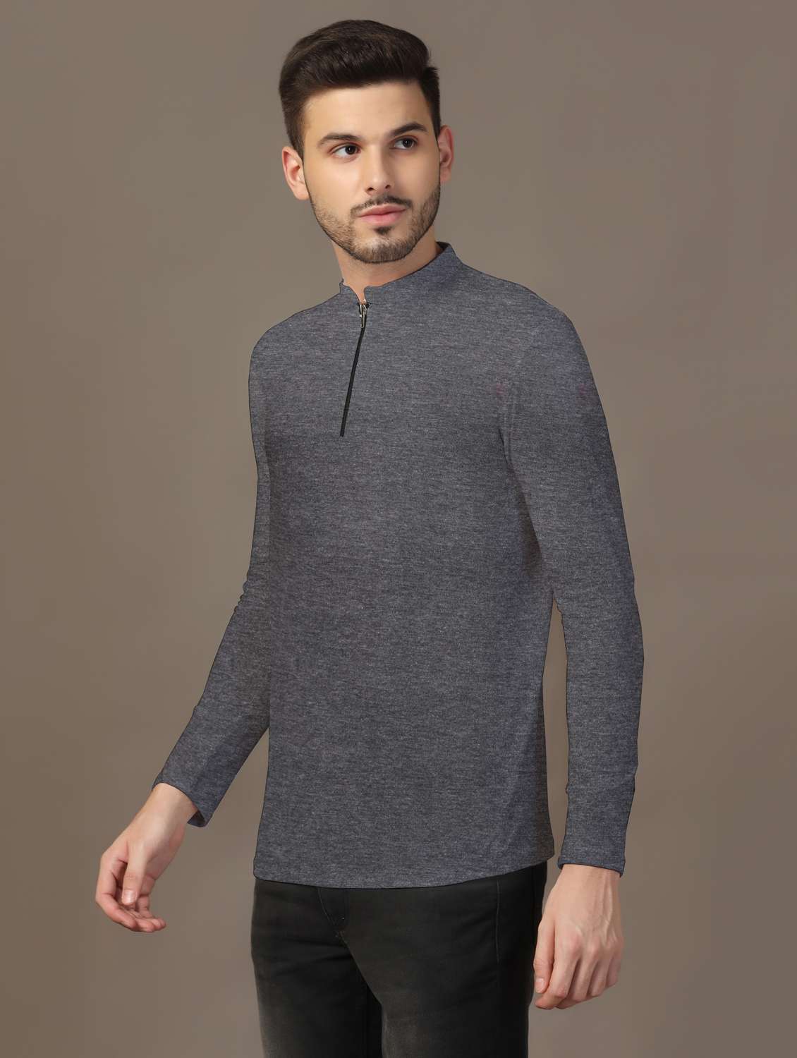 men mandarin neck plain t-shirt - 21717496 -  Standard Image - 1