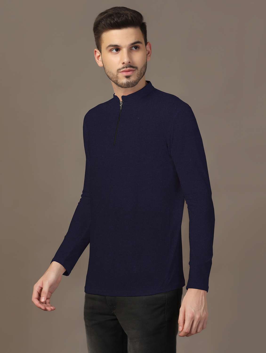 men mandarin neck plain t-shirt - 21717499 -  Standard Image - 1