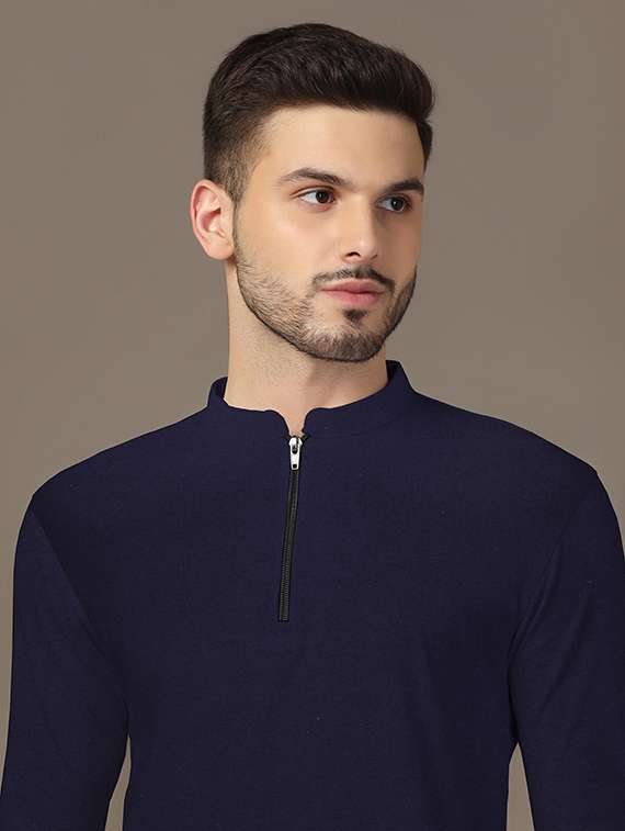 men mandarin neck plain t-shirt - 21717499 -  Standard Image - 4