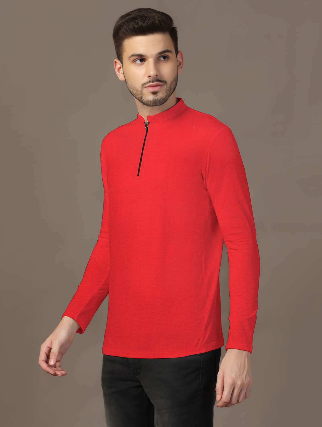 men mandarin neck plain t-shirt - 21717501 -  Standard Image - 1