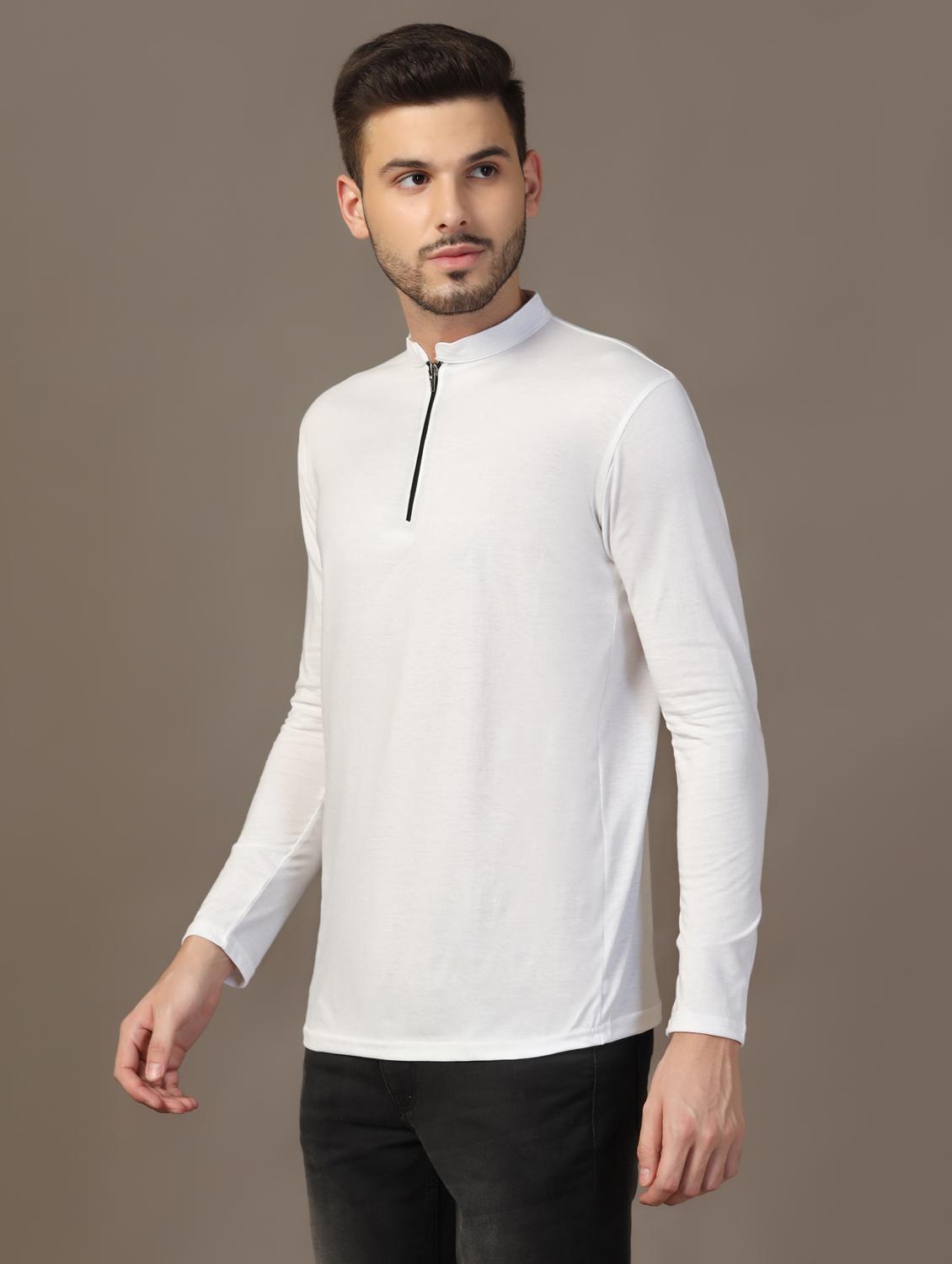 men mandarin neck plain t-shirt - 21717503 - Standard Image - 1