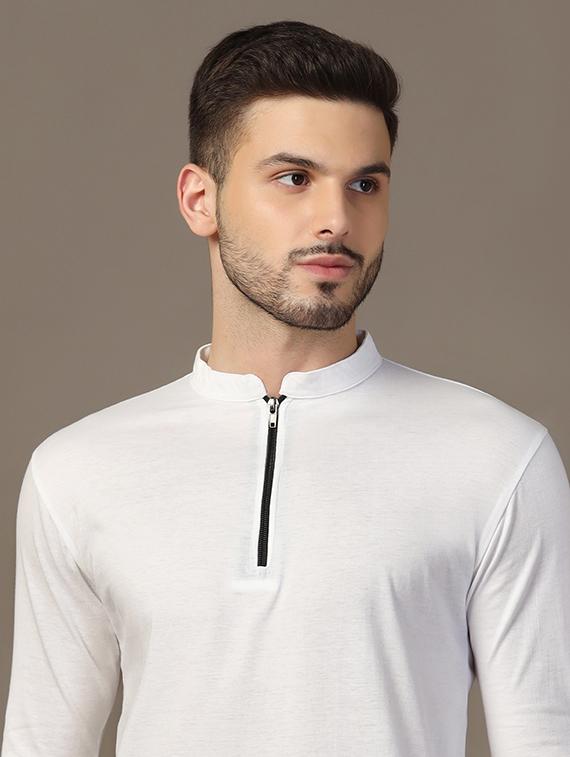 men mandarin neck plain t-shirt - 21717503 - Standard Image - 4