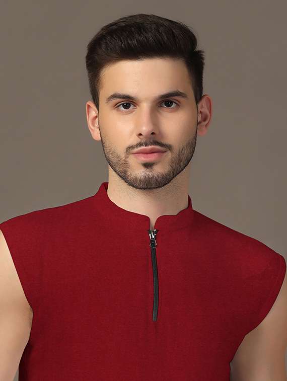 men mandarin neck plain t-shirt - 21717507 -  Standard Image - 4