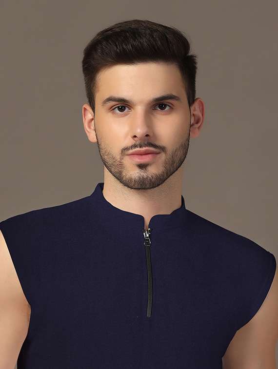 men mandarin neck plain t-shirt - 21717509 -  Standard Image - 4