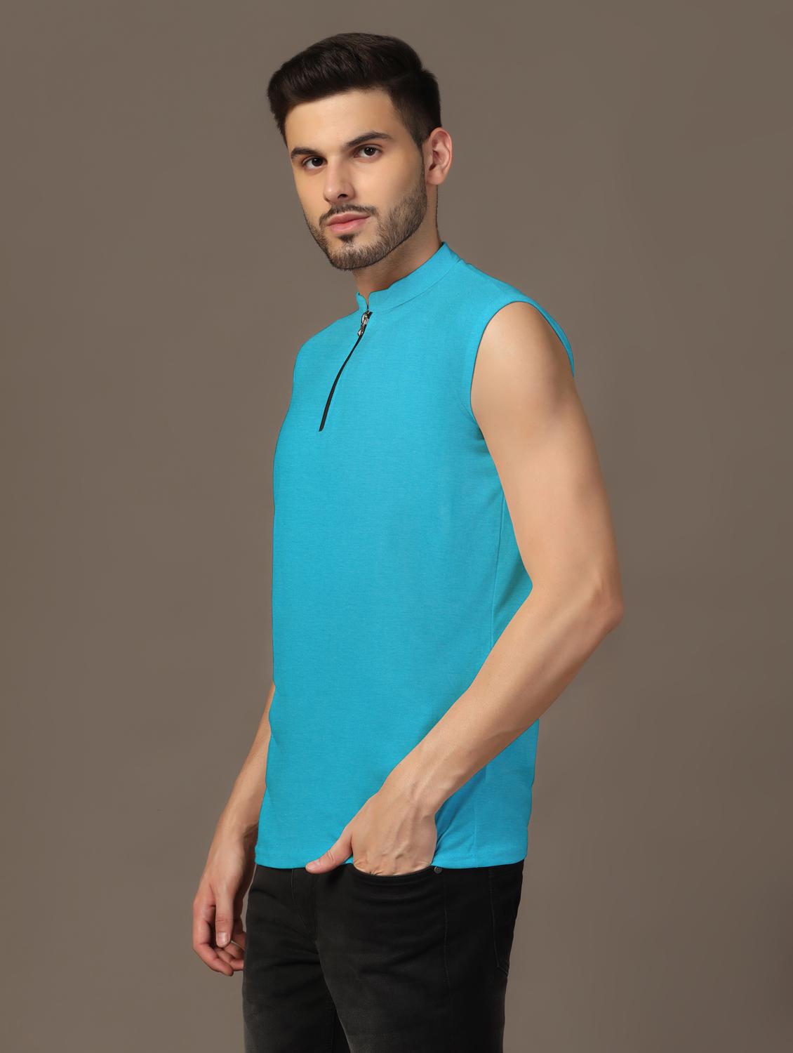men mandarin neck plain t-shirt - 21717510 - Standard Image - 1