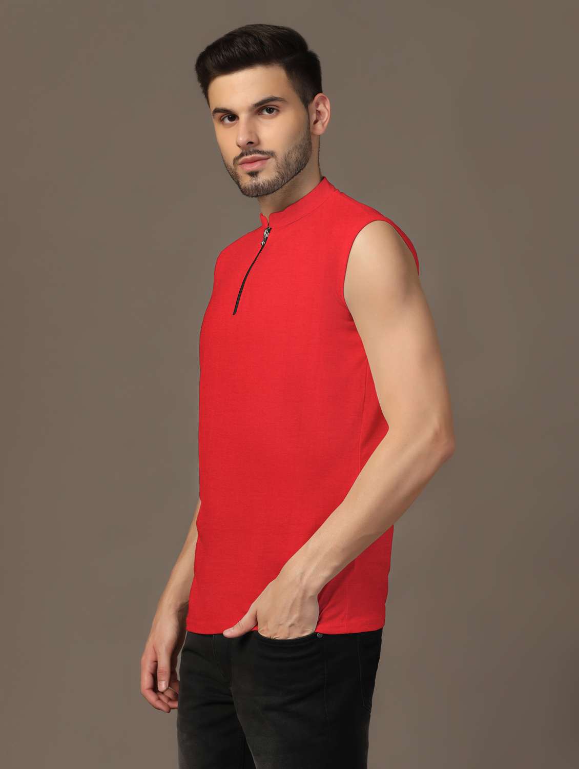 men mandarin neck plain t-shirt - 21717511 -  Standard Image - 1
