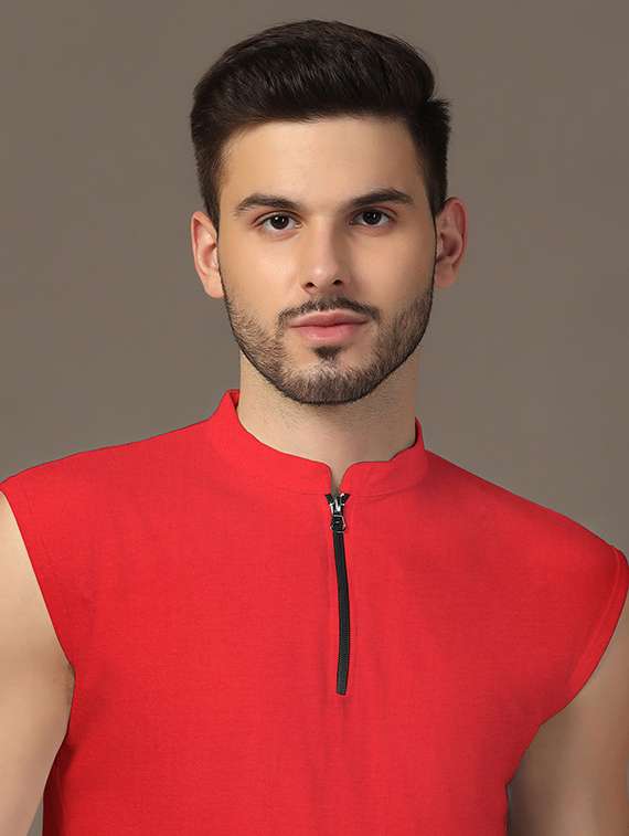 men mandarin neck plain t-shirt - 21717511 -  Standard Image - 4