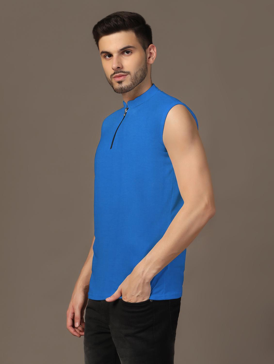 men mandarin neck plain t-shirt - 21717512 - Standard Image - 1