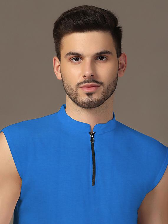men mandarin neck plain t-shirt - 21717512 - Standard Image - 4