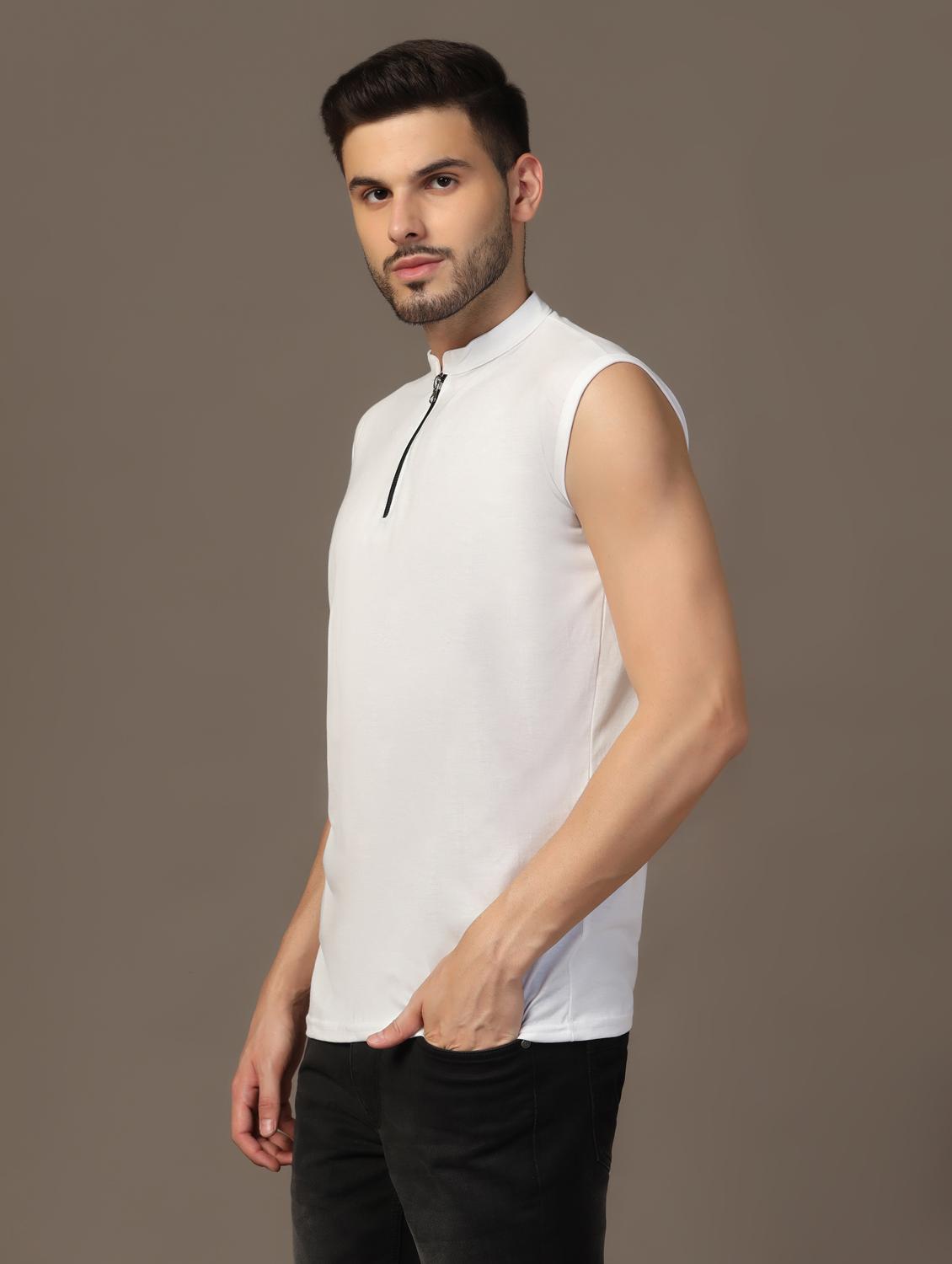 men mandarin neck plain t-shirt - 21717513 - Standard Image - 1