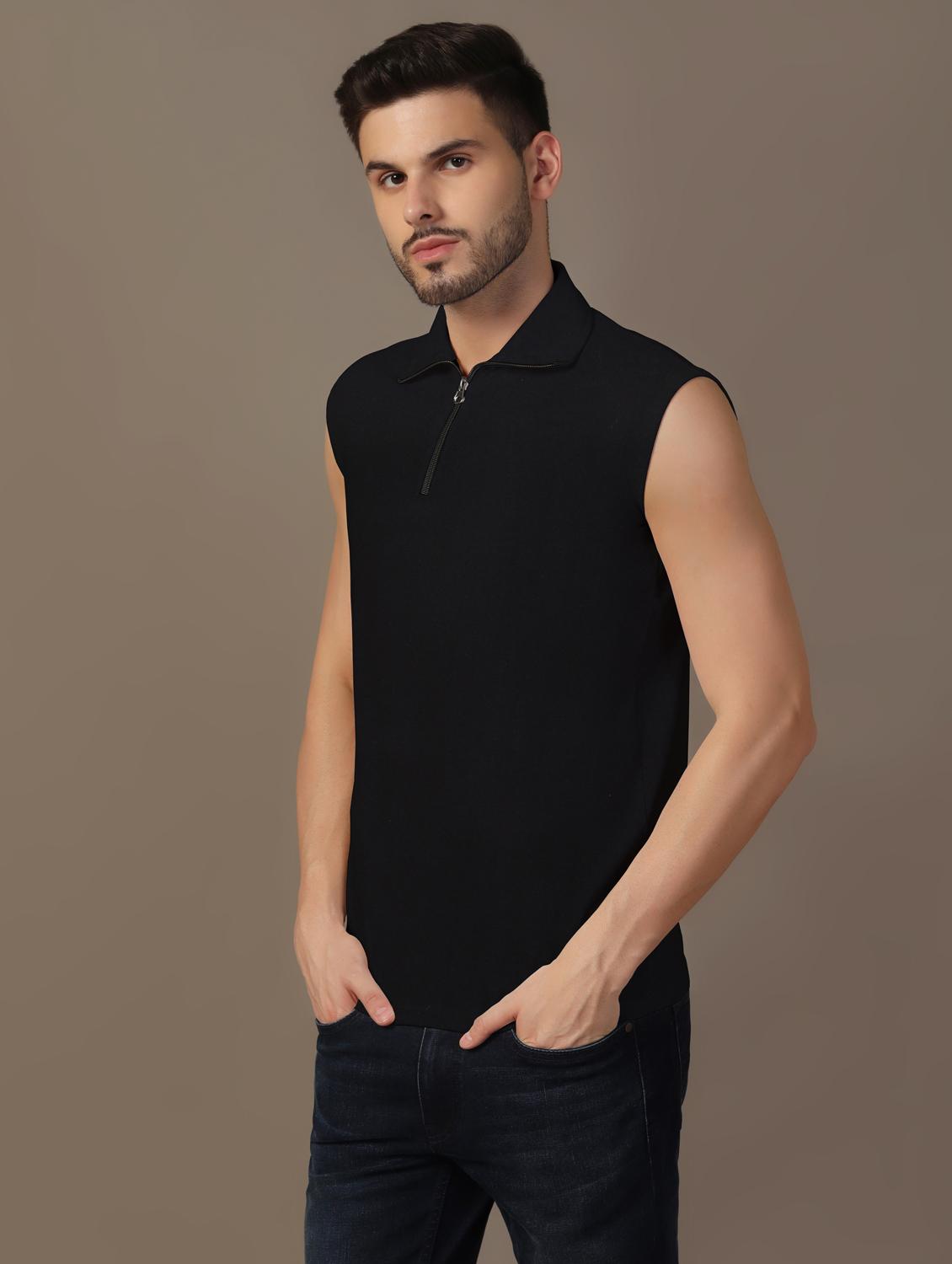 men sleeveless plain polo t-shirt - 21717525 - Standard Image - 1