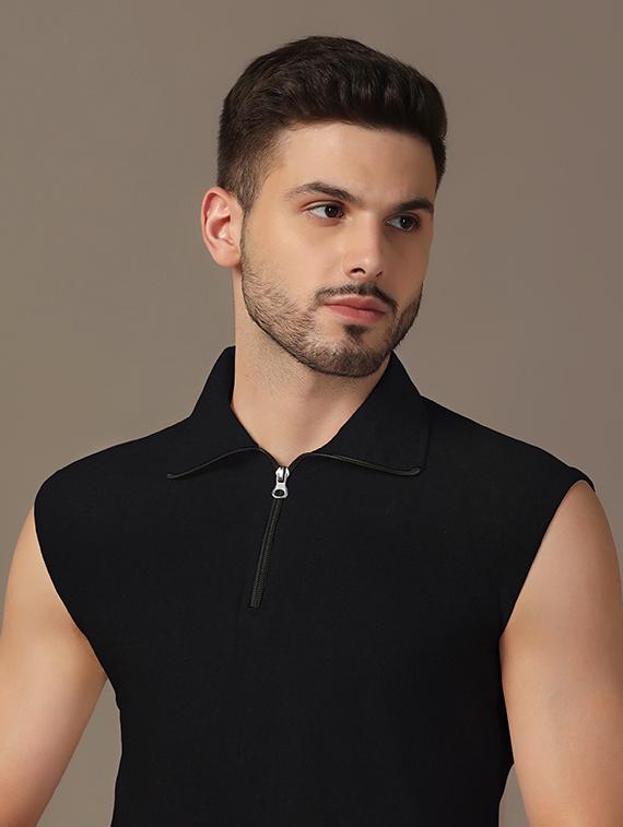 men sleeveless plain polo t-shirt - 21717525 - Standard Image - 4