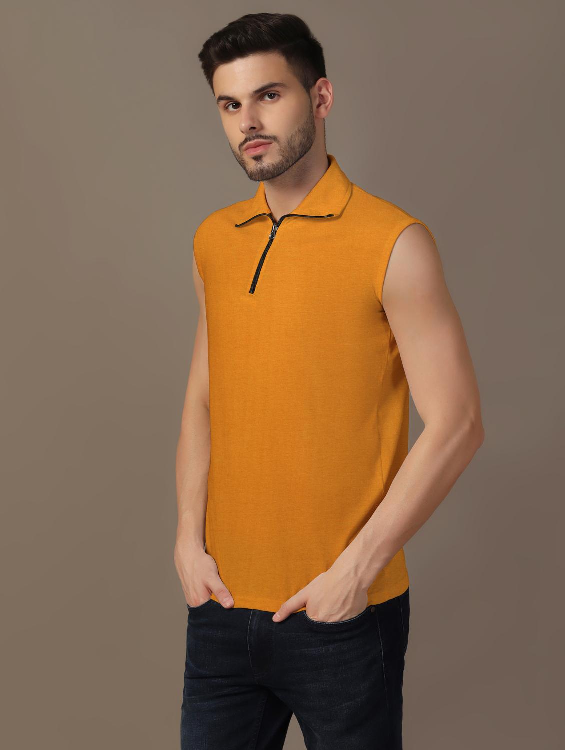men sleeveless plain polo t-shirt - 21717528 - Standard Image - 1
