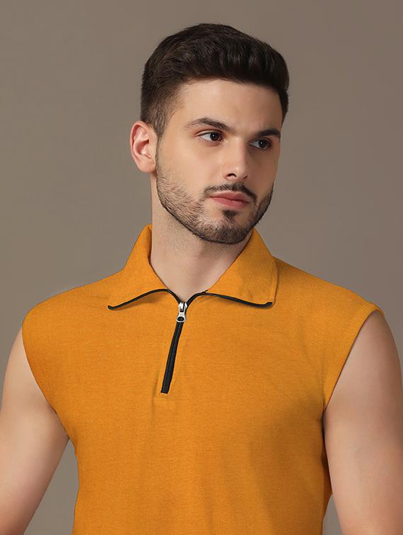men sleeveless plain polo t-shirt - 21717528 - Standard Image - 4