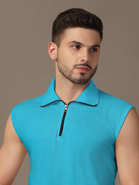 men sleeveless plain polo t-shirt - 21717530 -  Standard Image - 4