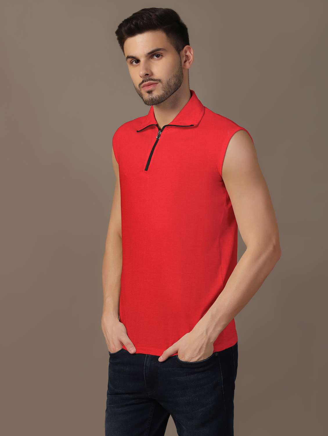 men sleeveless plain polo t-shirt - 21717531 -  Standard Image - 1
