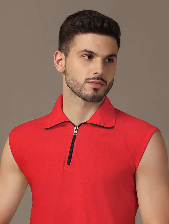 men sleeveless plain polo t-shirt - 21717531 -  Standard Image - 4